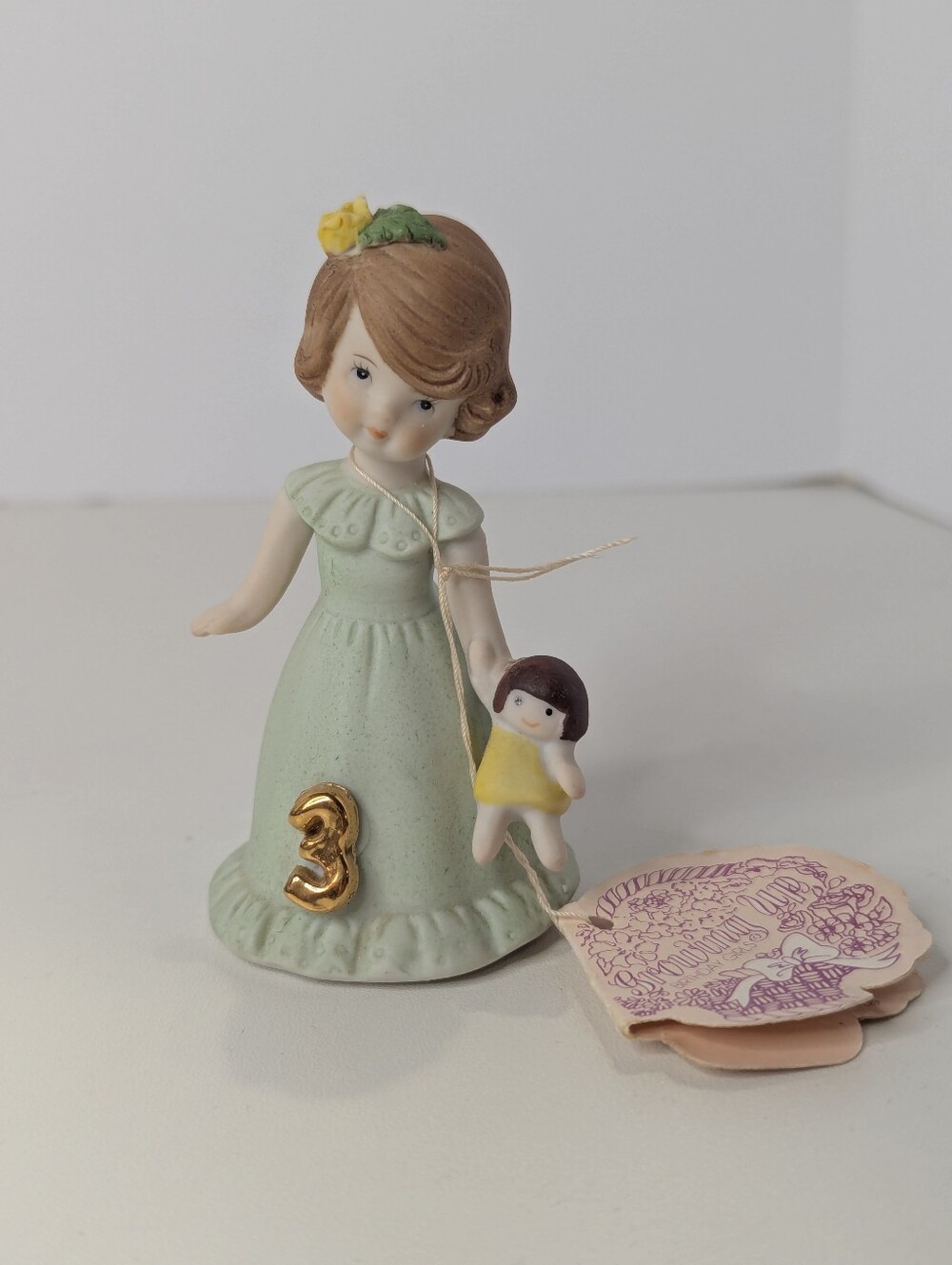 Vintage 1982 Enesco Growing Up Birthday Girls Age 3 Brunette